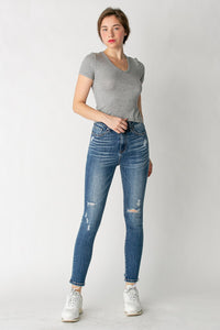 Risen Jeans High Rise Vintage Washed Skinny Denim
