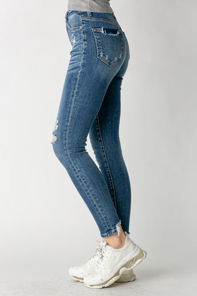 Risen Jeans High Rise Vintage Washed Skinny Denim