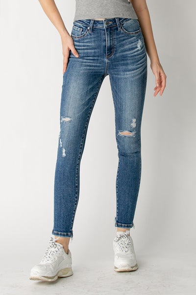 Risen Jeans High Rise Vintage Washed Skinny Denim