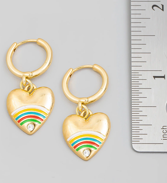 Heart drop huggie earrings