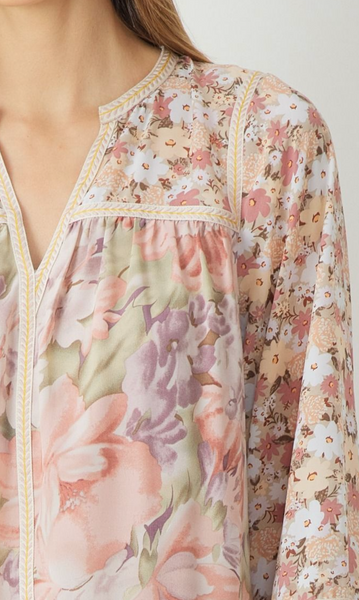 Mixed floral print long sleeve short dress - the Britt