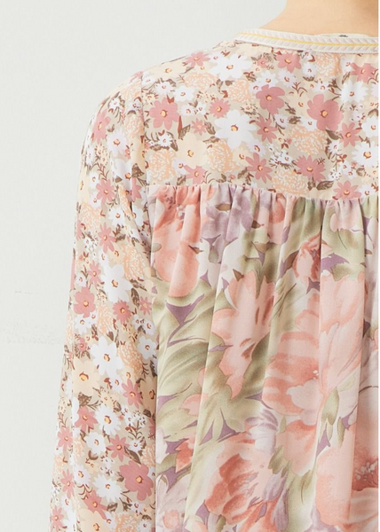 Mixed floral print long sleeve short dress - the Britt
