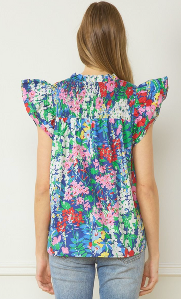 Floral ruffle sleeve top - the Viv