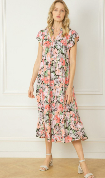 Floral midi tiered dress - the Juliet