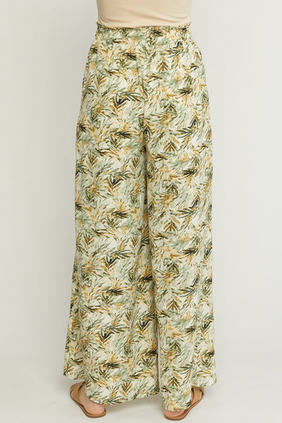 Tropical leaf print palazzo pants - the Elaine