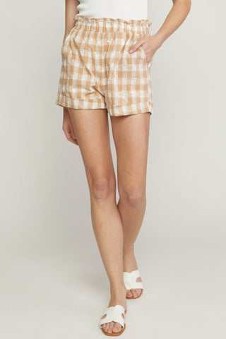 Gingham print elastic waist shorts - the Marilyn shorts