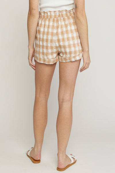 Gingham print elastic waist shorts - the Marilyn shorts