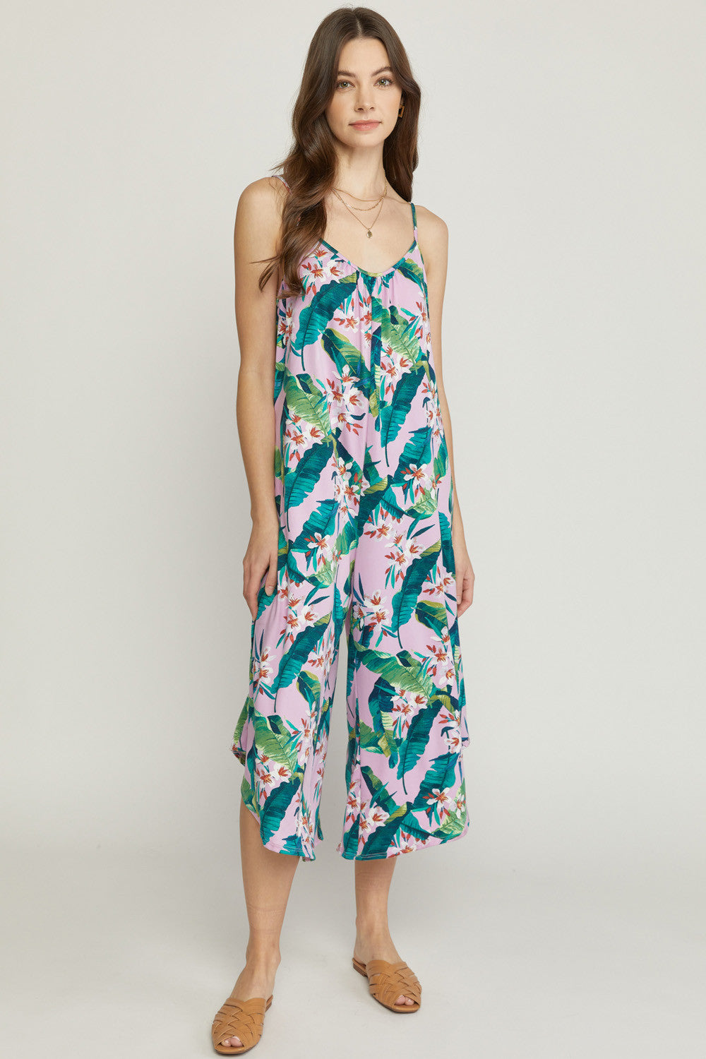 Leaf print sleeveless jumpsuit - the Ashton