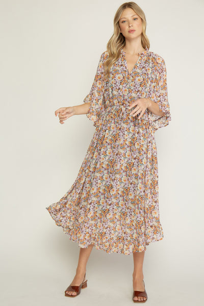 Fall floral print maxi dress - the Kaya