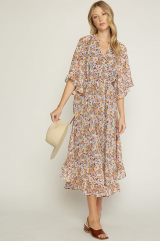 Fall floral print maxi dress - the Kaya