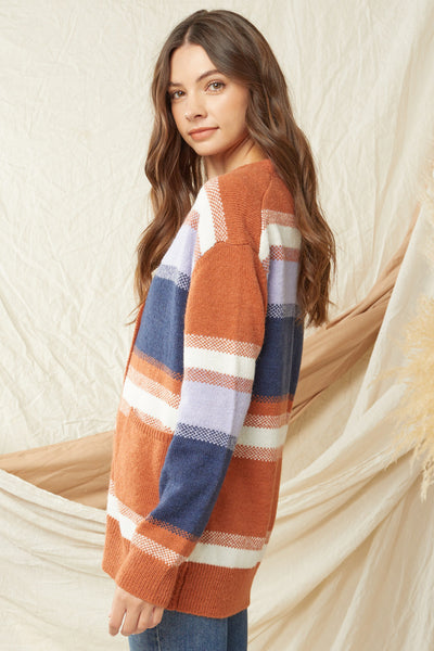 Striped button front cardigan - the Felix
