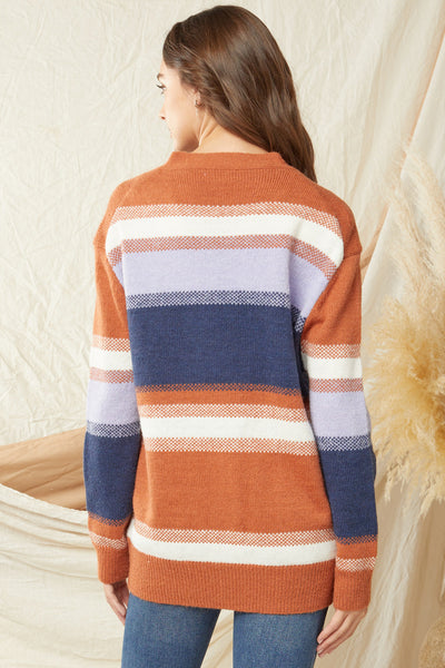 Striped button front cardigan - the Felix