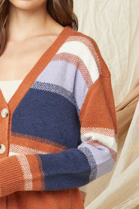 Striped button front cardigan - the Felix