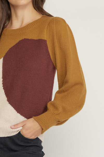 Color block round neck sweater - the Alani