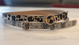 Ring buckle belt - Leopard print or Snakeskin belt